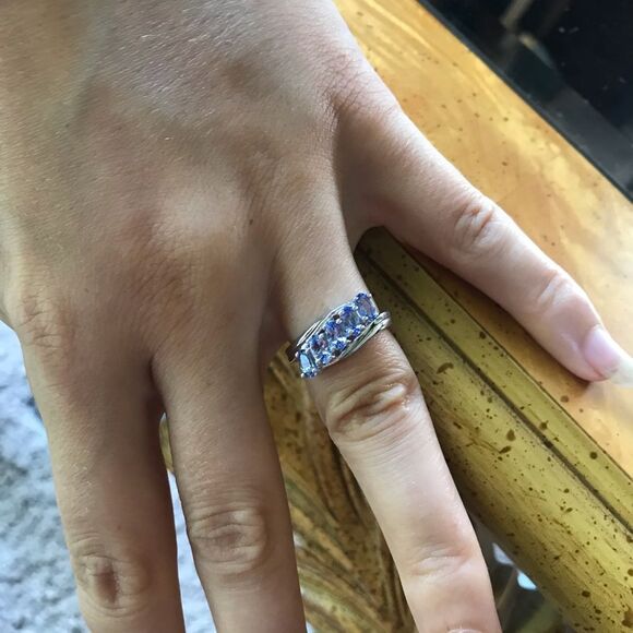 Natural Tanzanite Sterling Silver Ring Size 6 - Picture 5 of 5